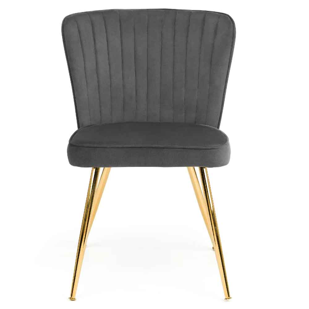 Caziel Grey Velvet Dining Chair in Pair