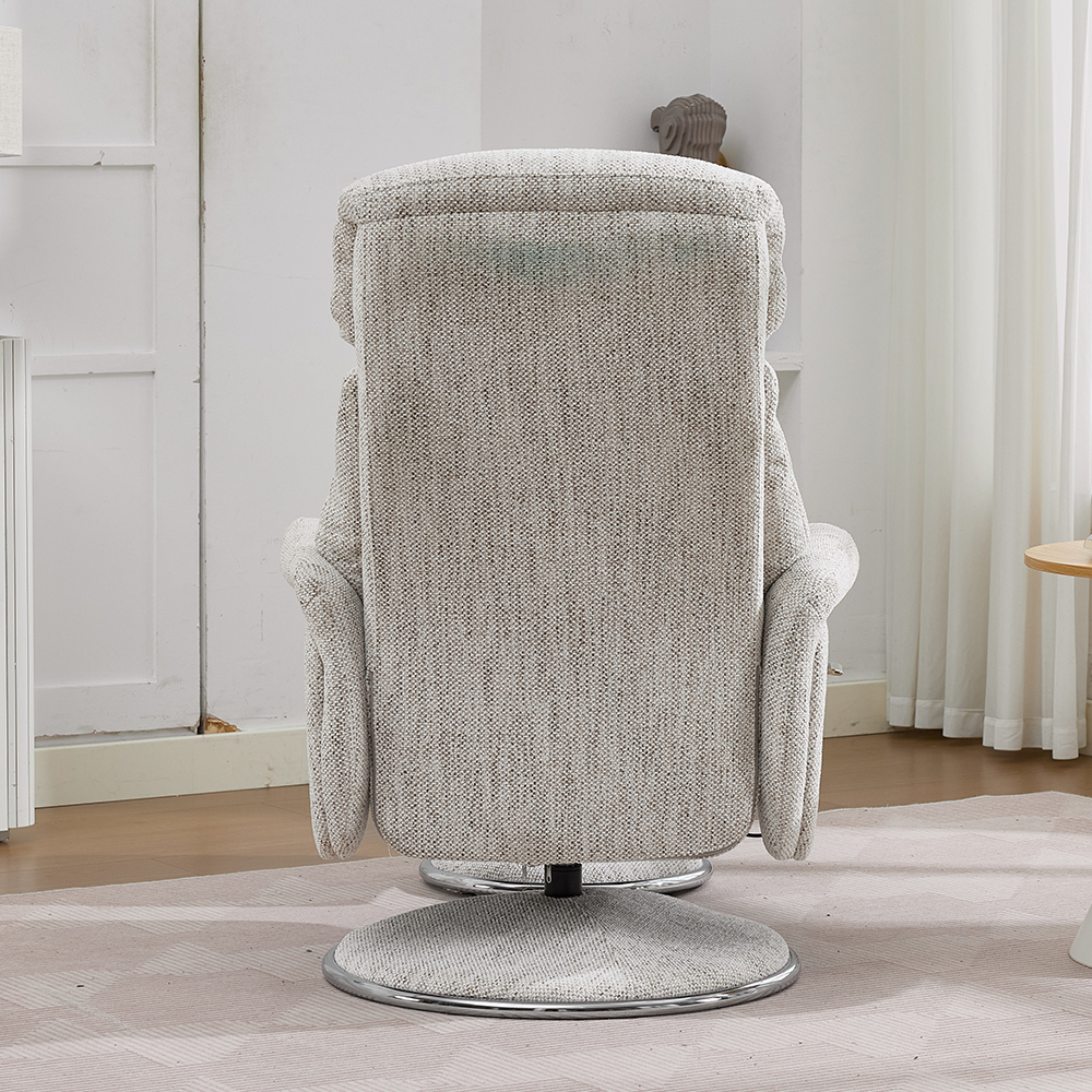 Cazira Fabric Swivel Recliner Chair with Footstool in Biscuit