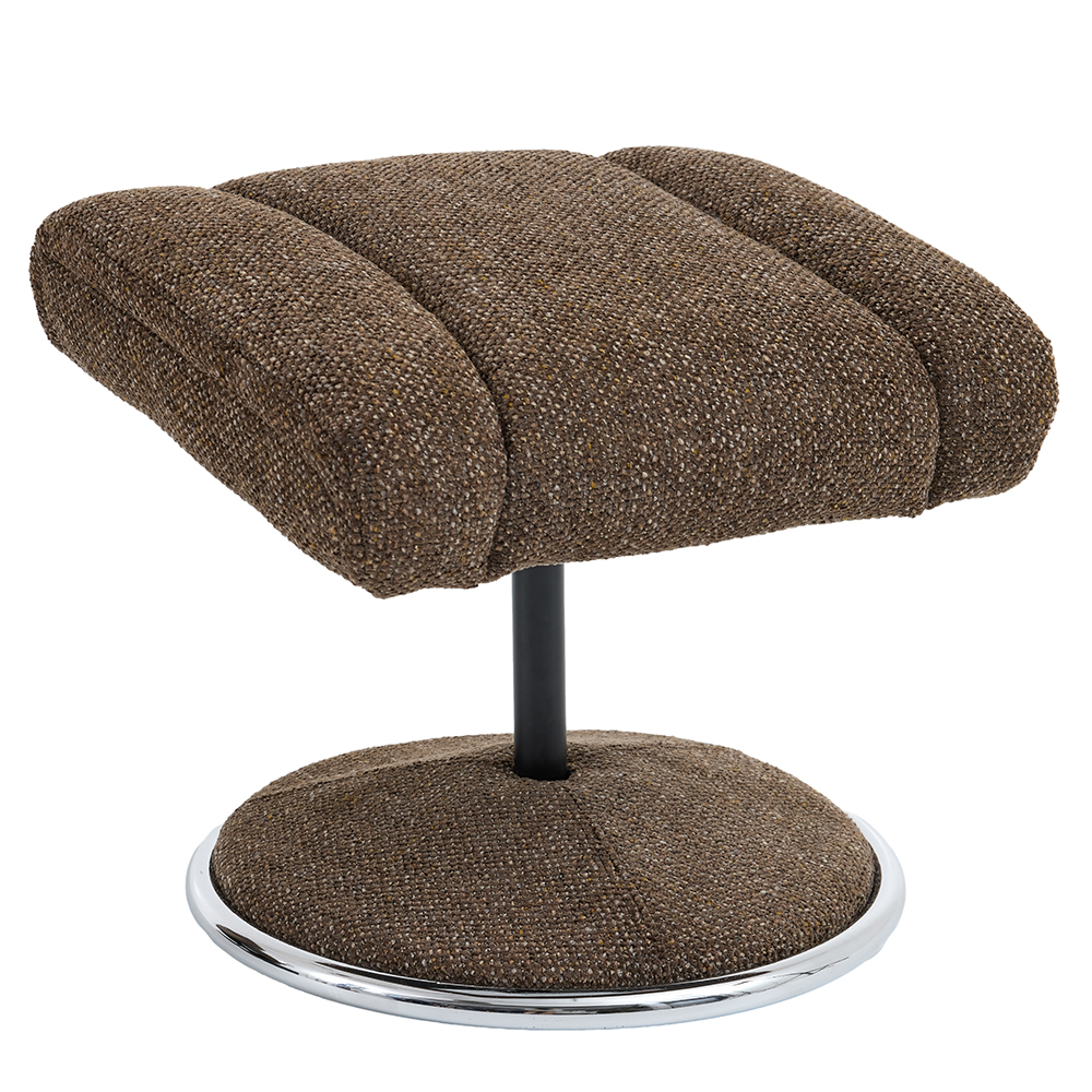 Cazira Fabric Swivel Recliner Chair with Footstool in Espresso