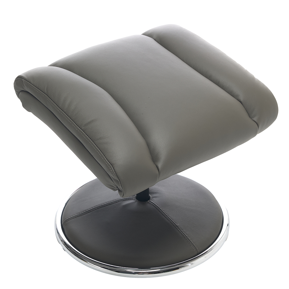 Cazira Full Leather Swivel Recliner Chair with Footstool in Cinder
