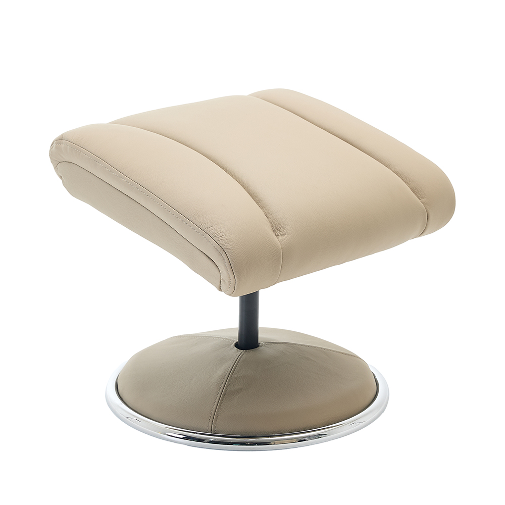 Cazira Full Leather Swivel Recliner Chair with Footstool in Pebble