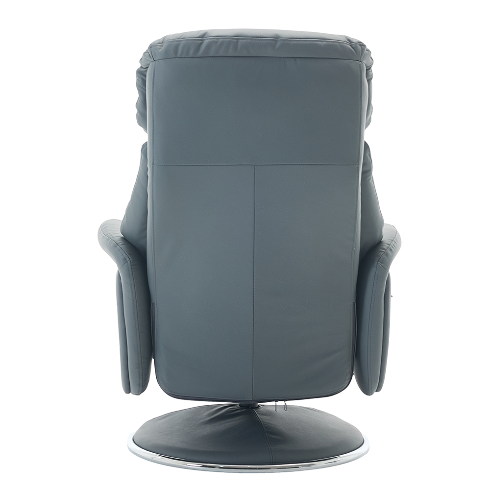 Cazira Full Leather Swivel Recliner Chair with Footstool in Petrol Blue