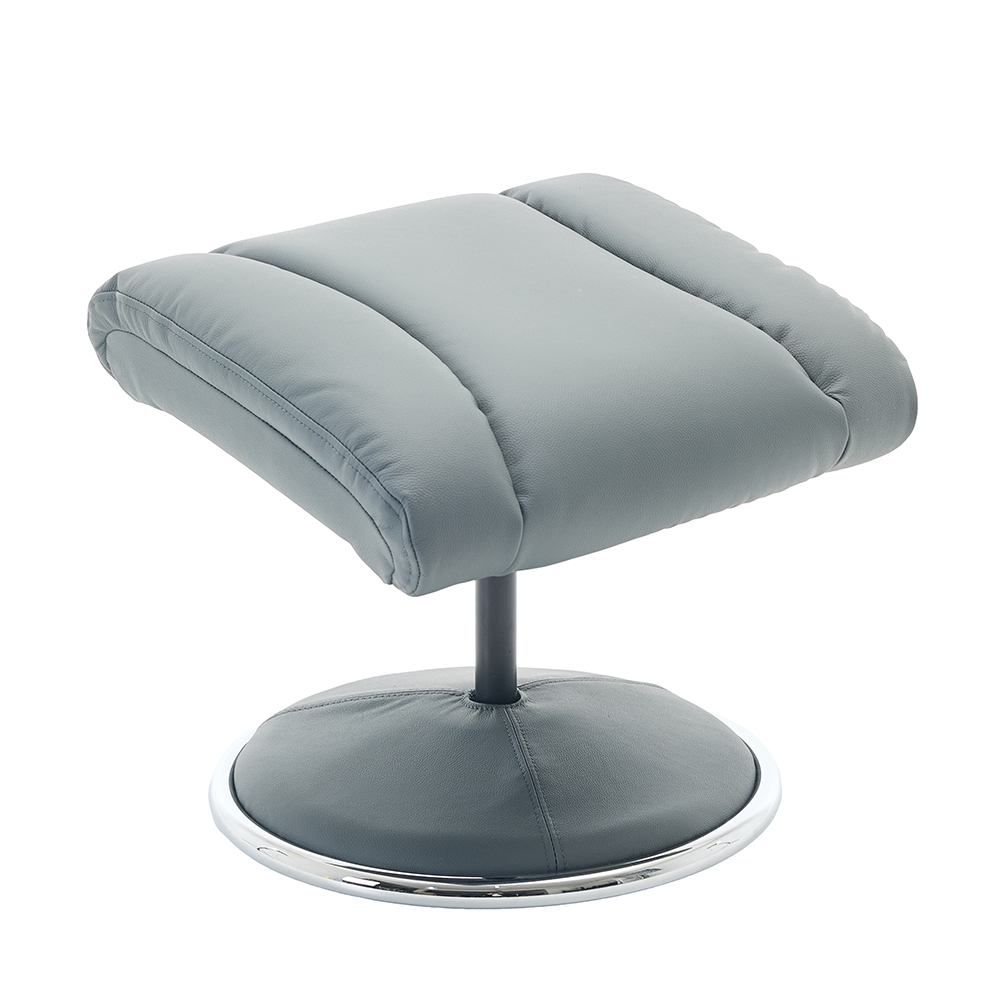 Cazira Full Leather Swivel Recliner Chair with Footstool in Petrol Blue