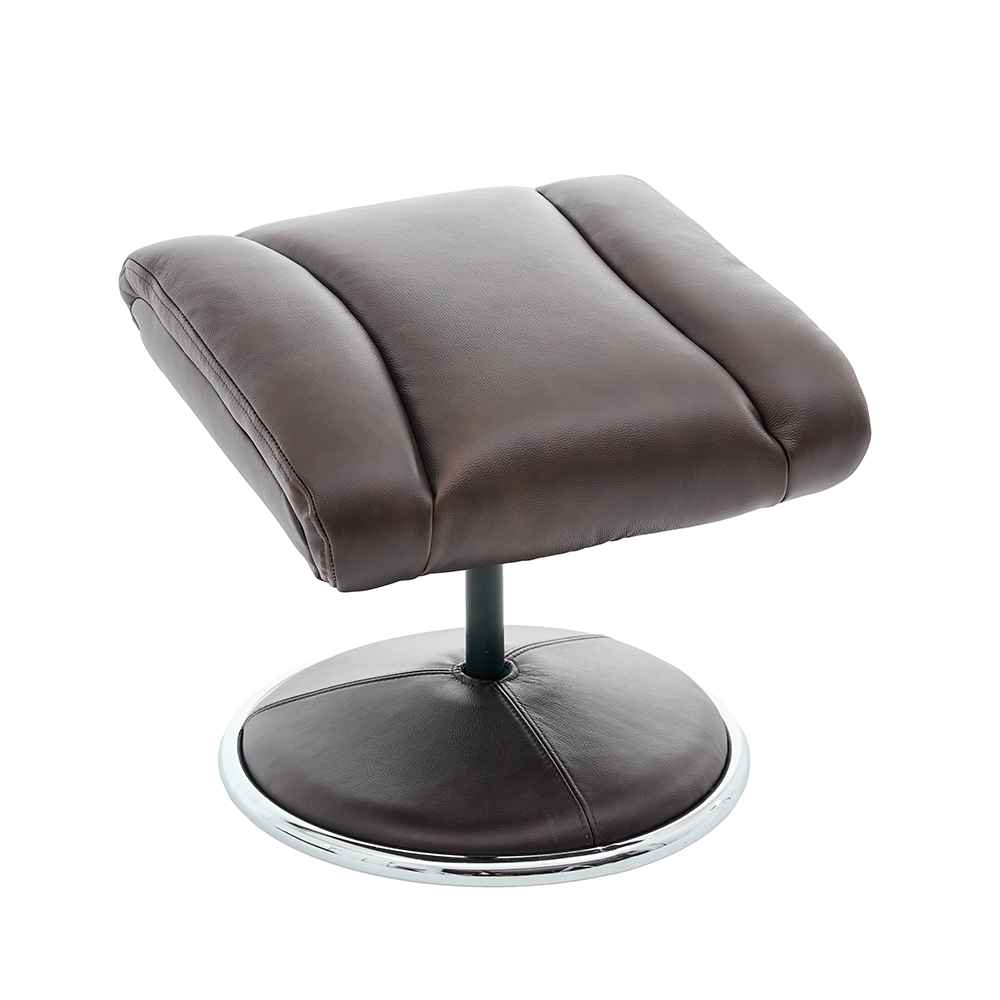 Cazira Full Leather Swivel Recliner Chair with Footstool in Russet