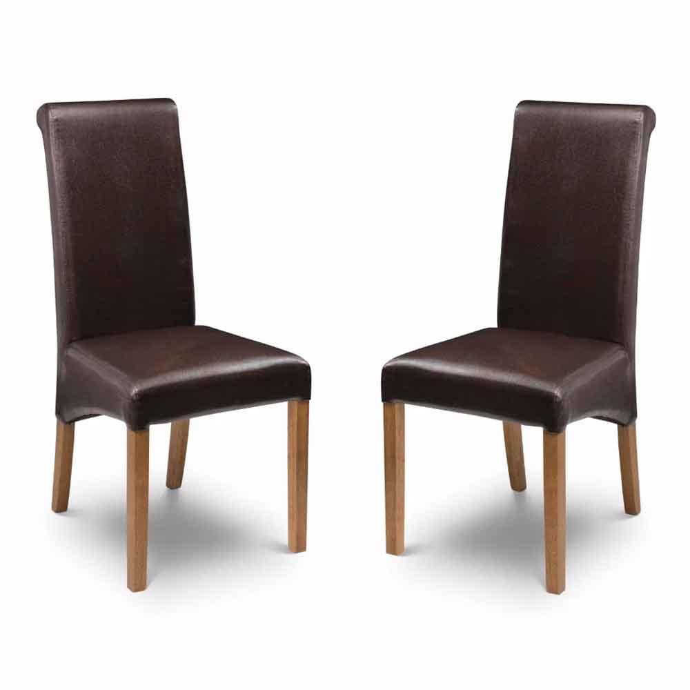 cazlira brown faux leather dining chairs in pair-image-132404