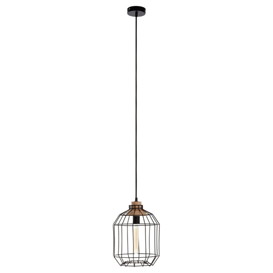 Photo of Ceakon metal wire frame pendant light in black