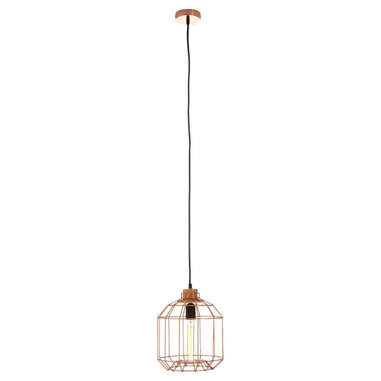 Photo of Ceakon metal wire frame pendant light in copper