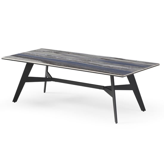 Product photograph of Cebalrai Glass Coffee Table In Blue Mist With Black Metal Legs from Furniture in Fashion