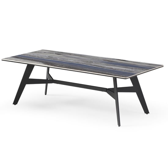 Photo of Cebalrai glass coffee table in blue mist with black metal legs