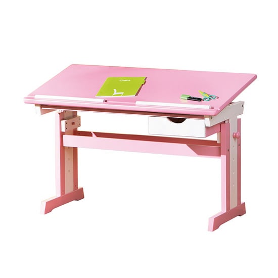 Product photograph of Cecilia Childrens Computer Desk In Pink Wood from Furniture in Fashion