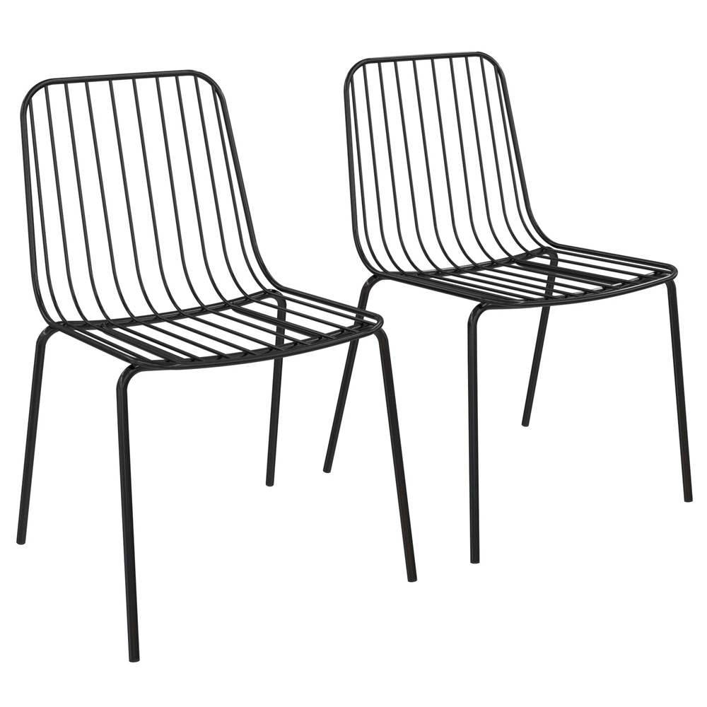 Cedar Black Metal Dining Chairs In Pair