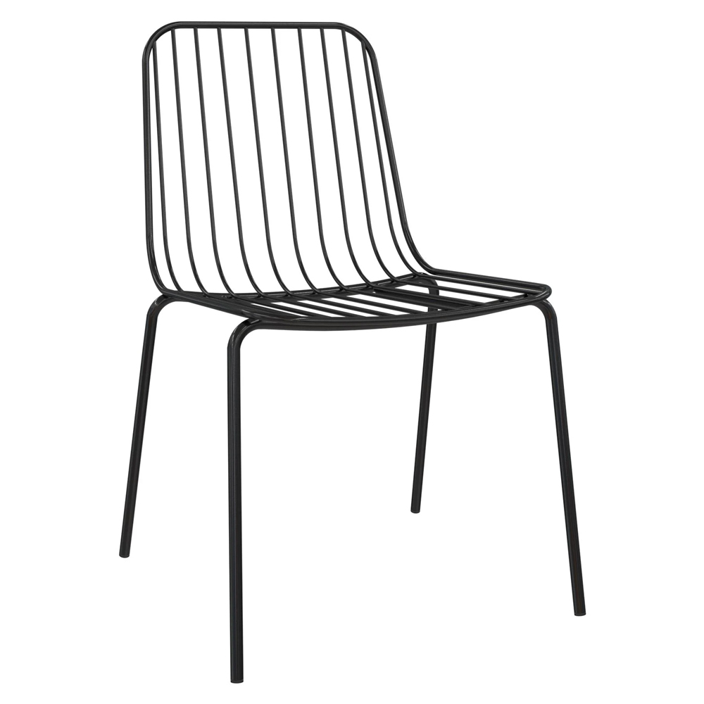 Cedar Black Metal Dining Chairs In Pair