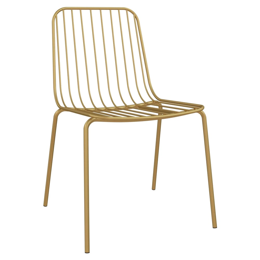 Cedar Gold Metal Dining Chairs In Pair