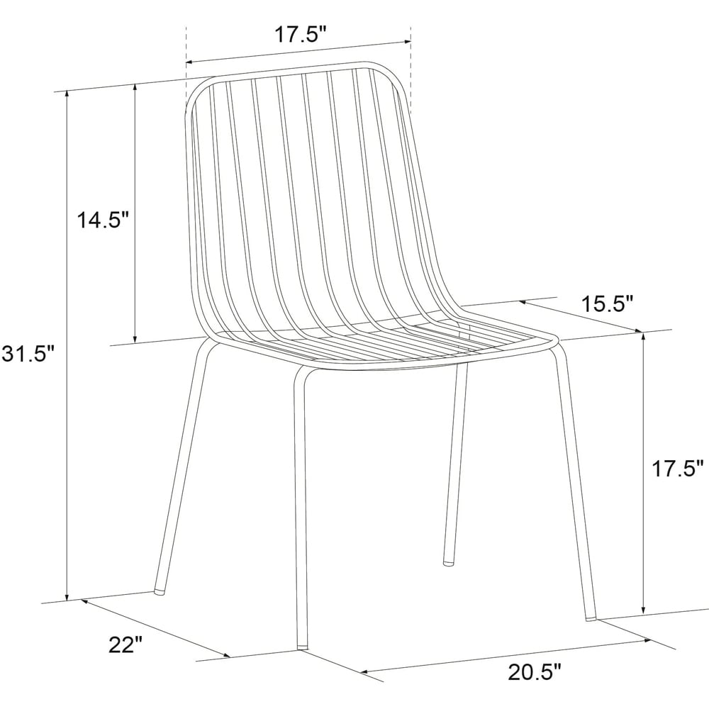 Cedar Gold Metal Dining Chairs In Pair