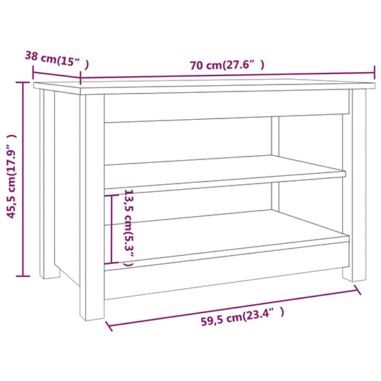 Cedric Solid Pinewood Shoe Storage Bench In Black