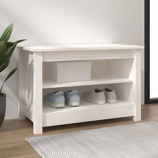 Cedric Solid Pinewood Shoe Storage Bench In White_1