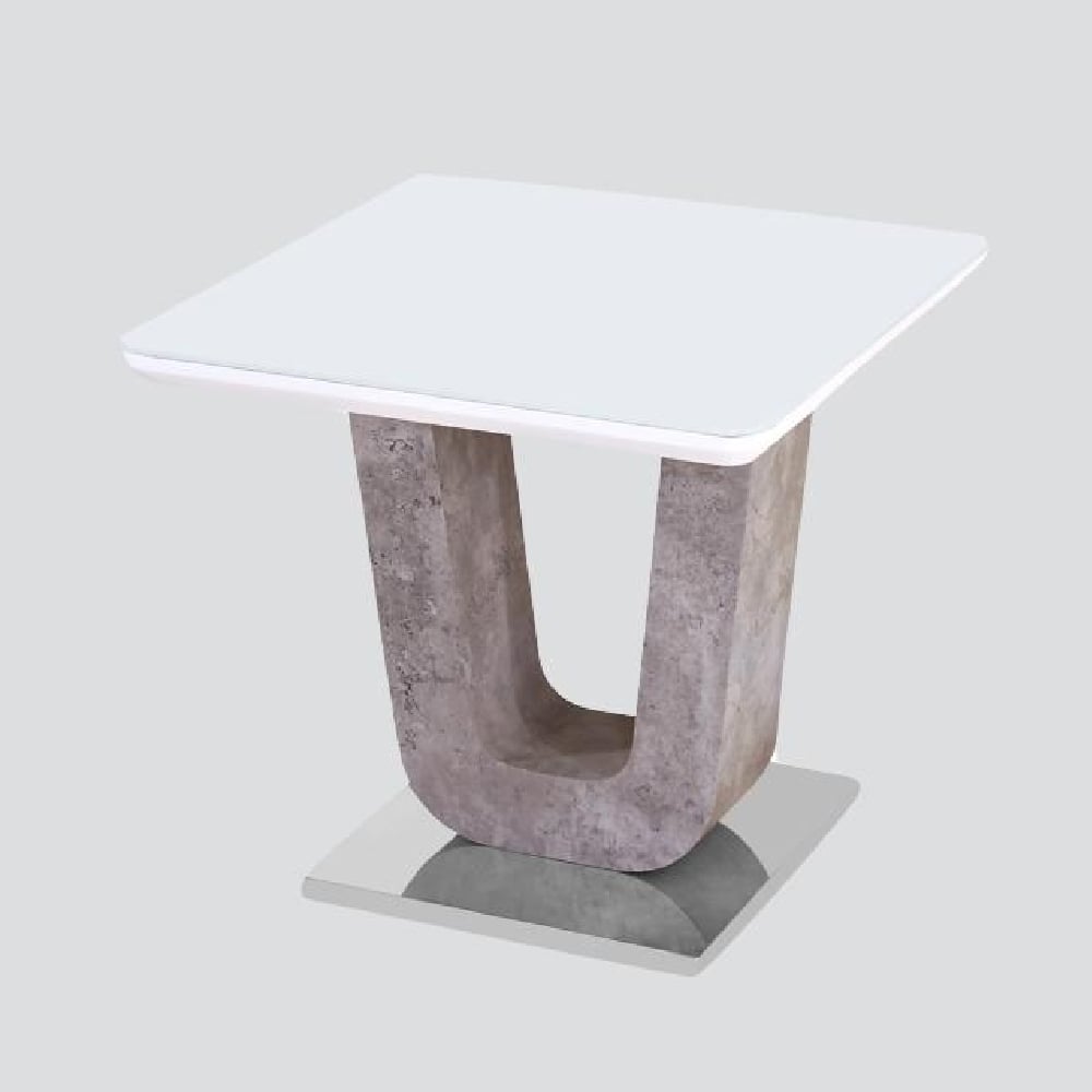 Ceibo Glass End Table In White And Natural Clay