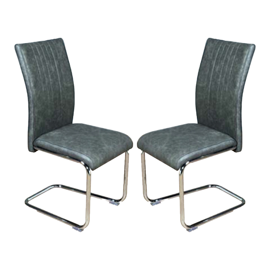 Ceibo Two Tone Grey Leather Dining Chairs In Pair