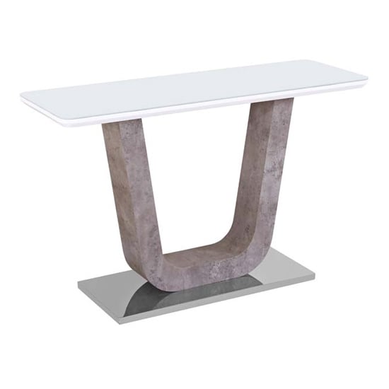 Photo of Ceibo high gloss white glass top console table