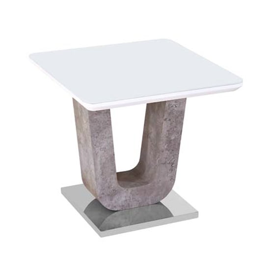 Product photograph of Ceibo High Gloss White Glass Top End Table from Furniture in Fashion