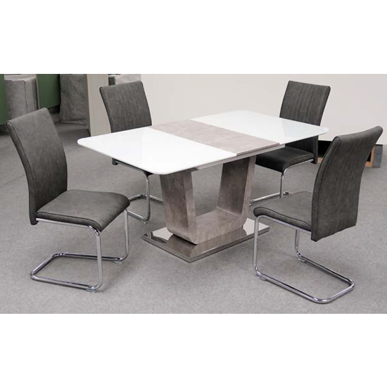 Read more about Ceibo high gloss white glass extending dining set with 4 chairs