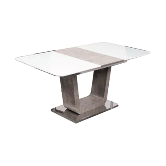View Ceibo high gloss white glass extending dining table