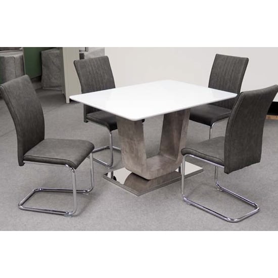 Product photograph of Ceibo High Gloss White Glass Fixed Dining Set With 4 Chairs from Furniture in Fashion