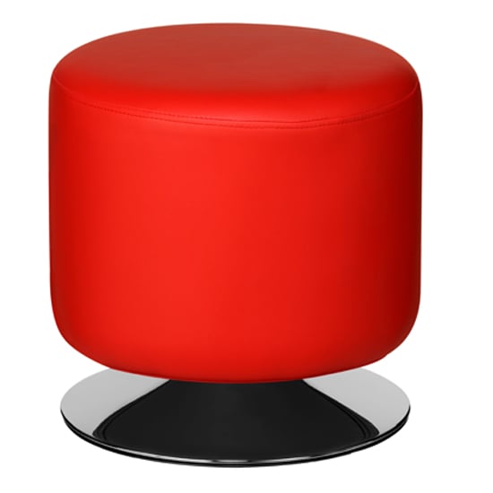 Ceko Faux Leather Cylinder Stool In Red