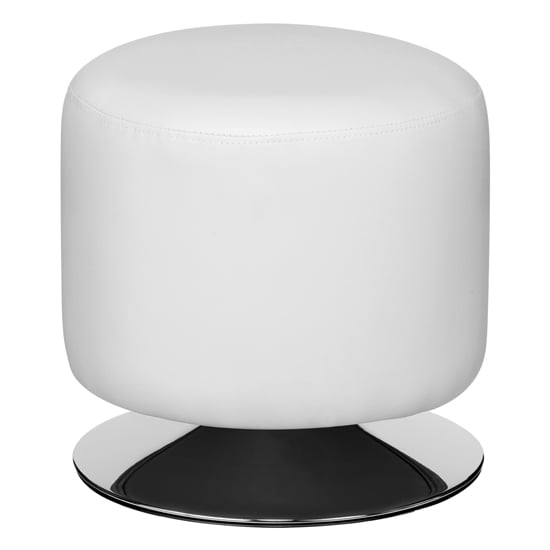 Ceko Faux Leather Cylinder Stool In White