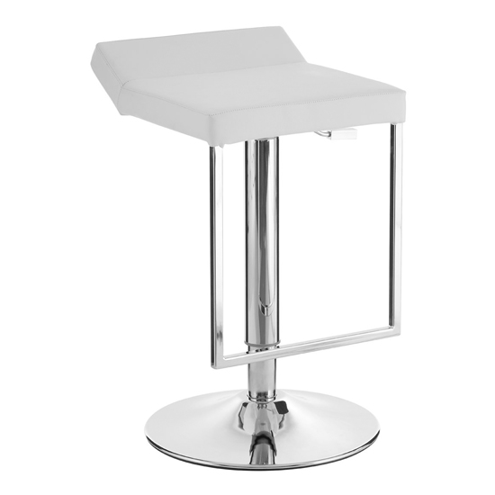 Read more about Ceko white leather seat gas lift bar stool with chrome base