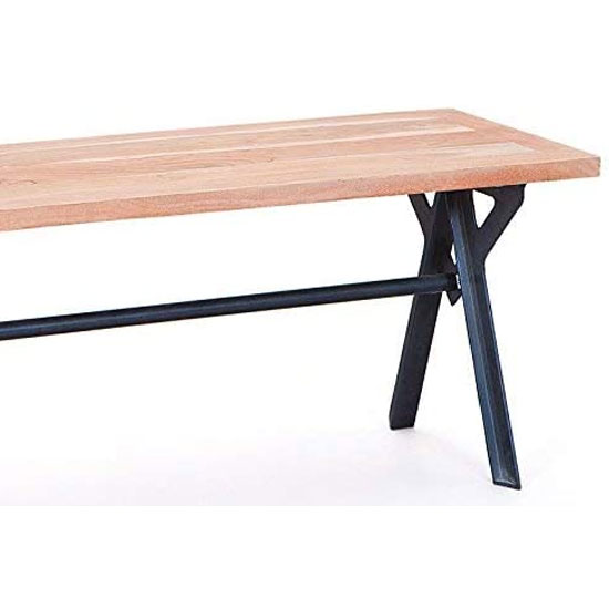 Celbridge Wooden Dining Bench In Acacia With Black Metal Base FiF