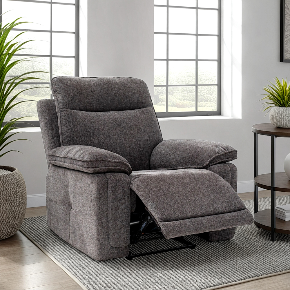 Celeste Fabric Electric Recliner 1 Seater Sofa in Charcoal