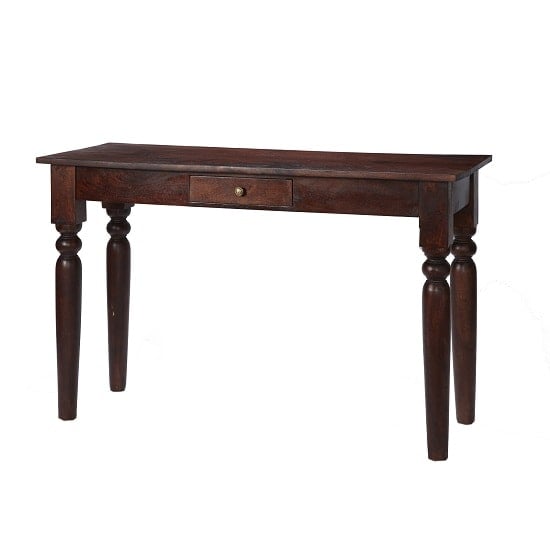 Photo of Tristo wooden console table in dark mango with 1 drawer