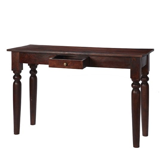 Tristo Wooden Console Table In Dark Mango With 1 Drawer_2