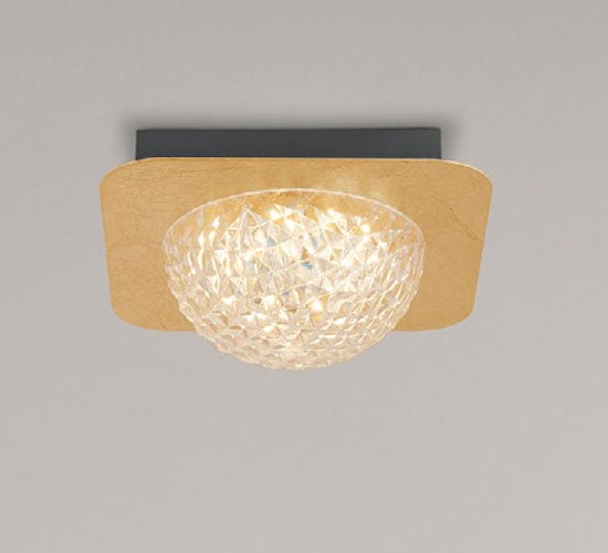 Celestia 1 LED Ceiling Light In Gold Leaf With Clear Acrylic
