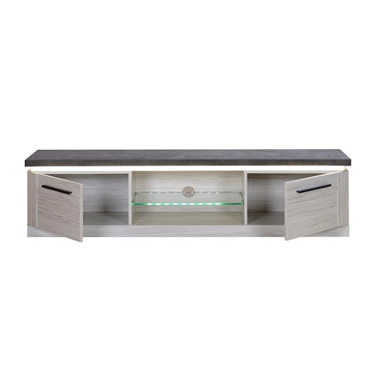 Celestine Wooden TV Stand In Oak And Dark Concrete With ... Celestine Wooden TV Stand In Oak And Dark Concrete With ...