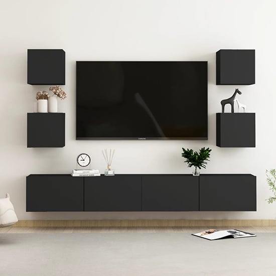 Photo of Celexa wall hung wooden entertainment unit in black