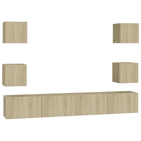 Calgary Wall Hung Wooden Entertainment Unit In Sonoma Oak
