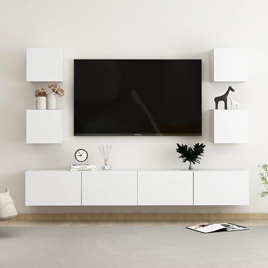 Read more about Calgary wall hung wooden entertainment unit in white