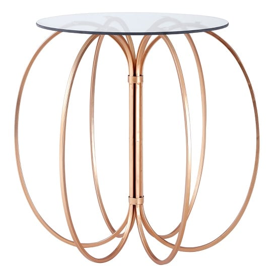 Alamon Round Glass Side Table With Gold Metal Base