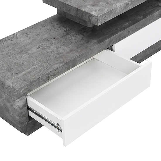 Celia High Gloss TV Stand In White And Concrete Effect_6