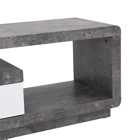 Celia High Gloss TV Stand In White And Concrete Effect_8