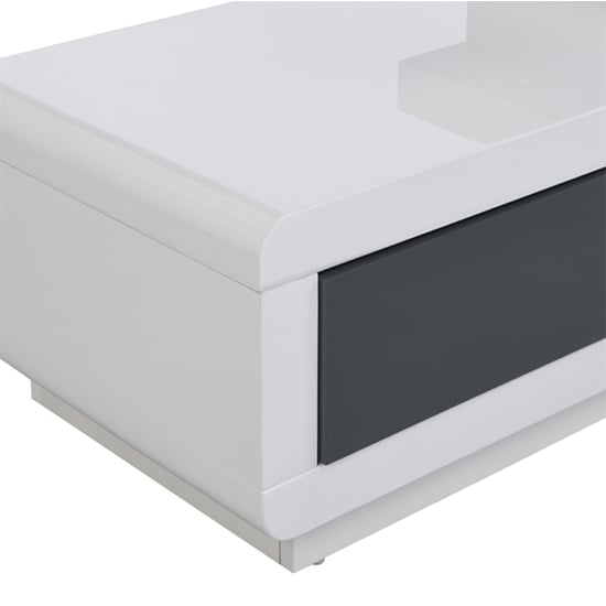 Celia High Gloss TV Stand With 2 Drawers In White And Grey_7