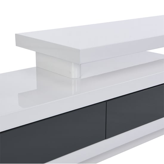 Celia High Gloss TV Stand With 2 Drawers In White And Grey_9
