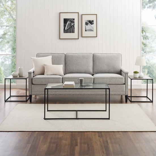 Celina Clear Glass Nesting Coffee Tables With Black Steel Frame