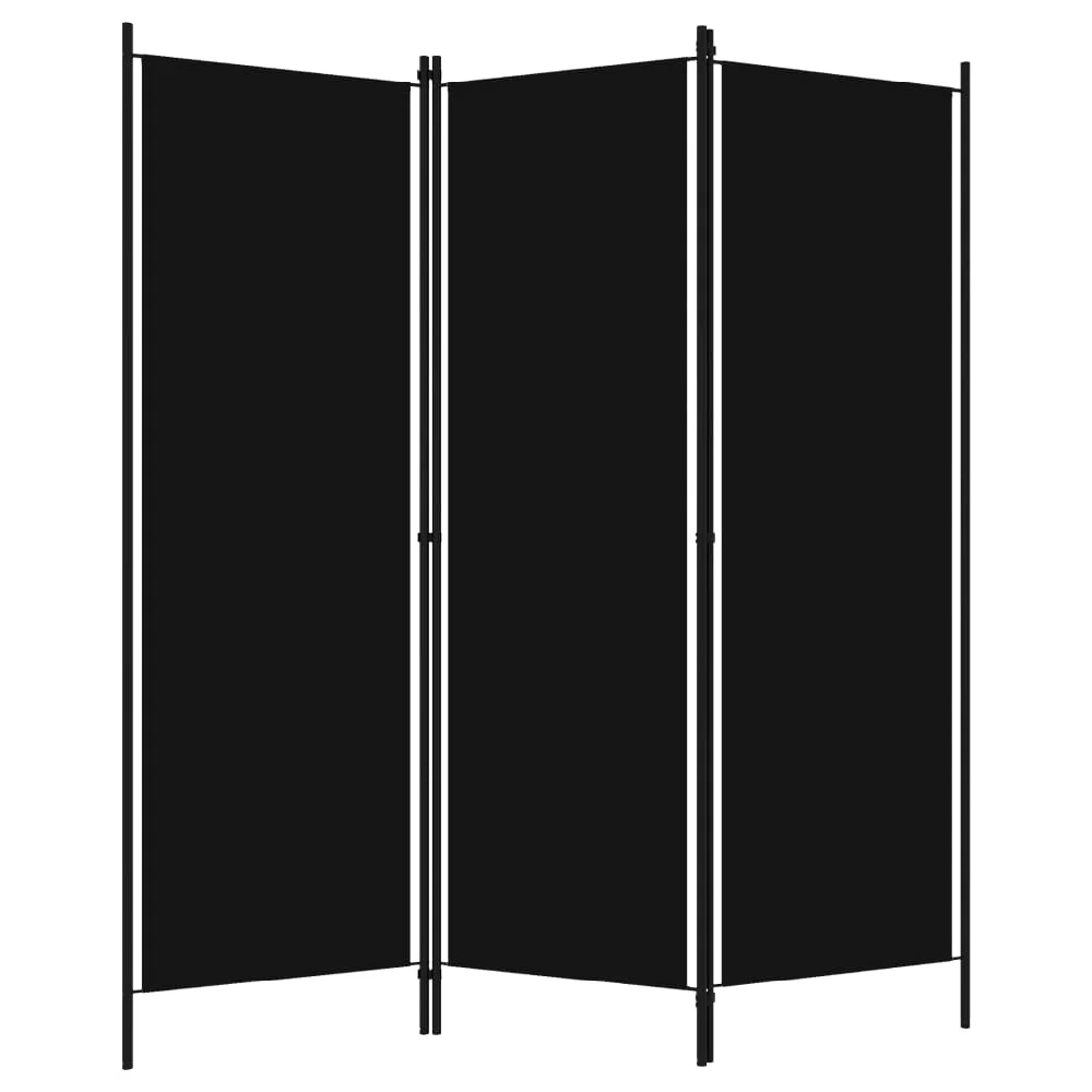 Celina Fabric 3 Panels 150cm x 180cm Room Divider In Black