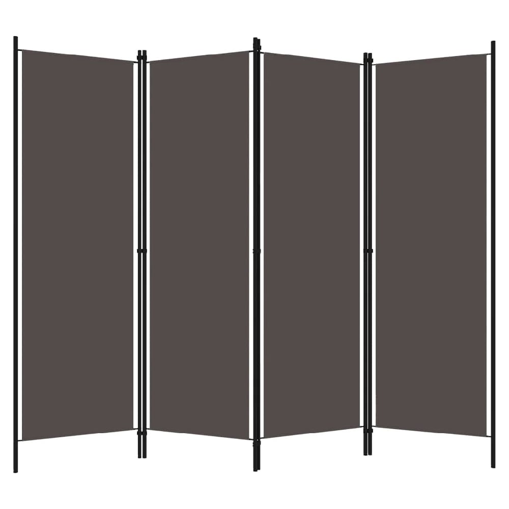Celina Fabric 4 Panels 200cm x 180cm Room Divider In Anthracite