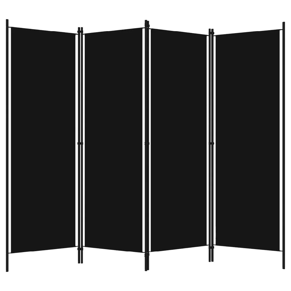 Celina Fabric 4 Panels 200cm x 180cm Room Divider In Black