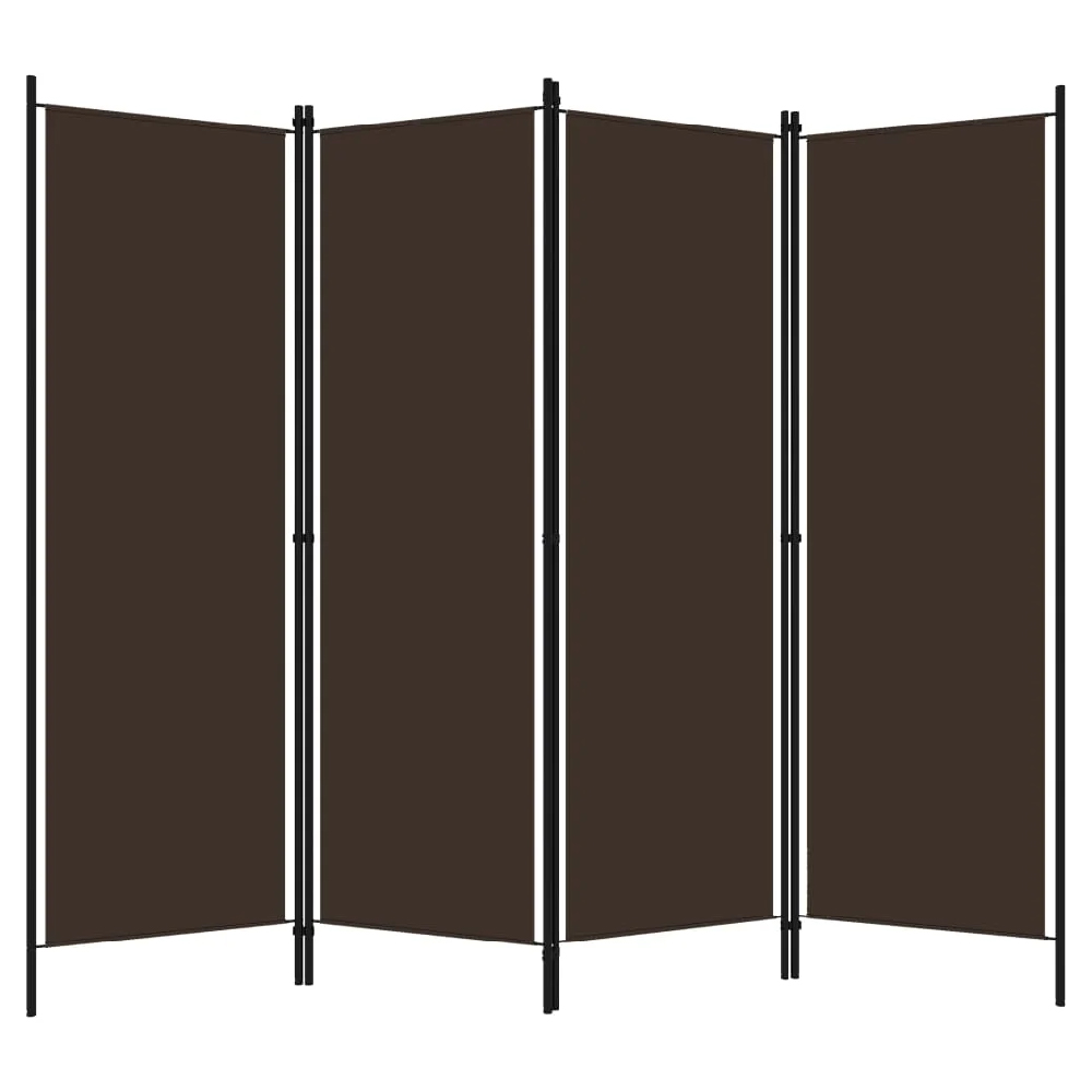 Celina Fabric 4 Panels 200cm x 180cm Room Divider In Brown