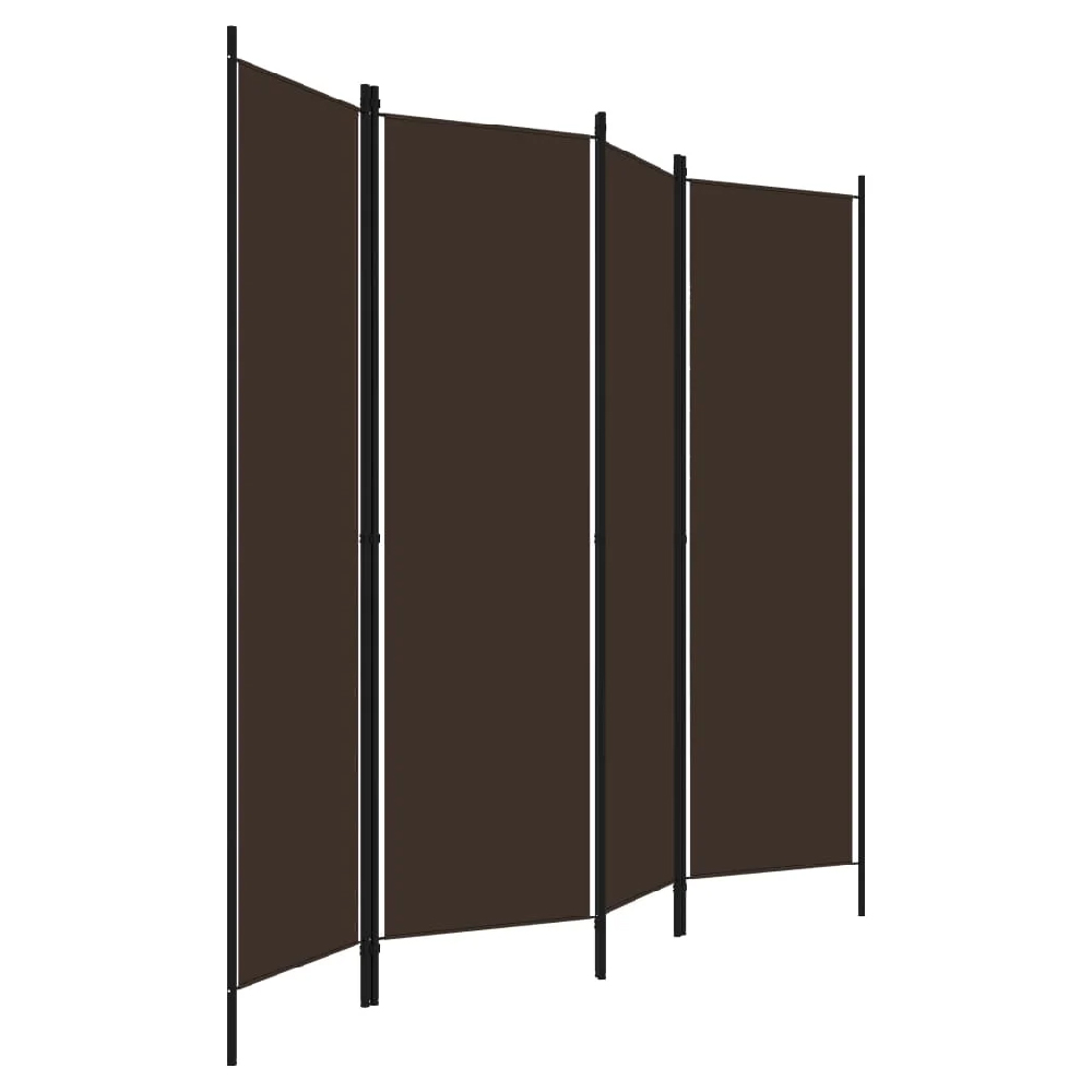 Celina Fabric 4 Panels 200cm x 180cm Room Divider In Brown